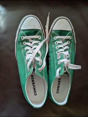 Converse Green and White Low Top Canvas Sneakers
